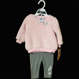 Nike Soft Pink Fleece Set with Gray Leggings